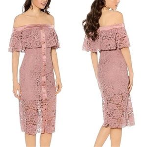 KEEPSAKE THE LABEL Star Crossed Lace Midi Dress - Mauve size S
